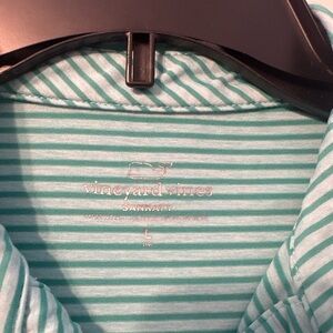 Vineyard Vines Aqua and White Striped Shirt